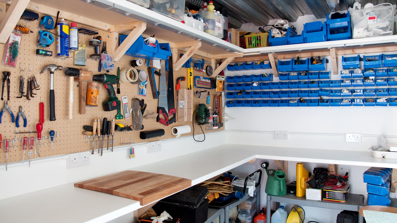 Clean, organized garage workbench