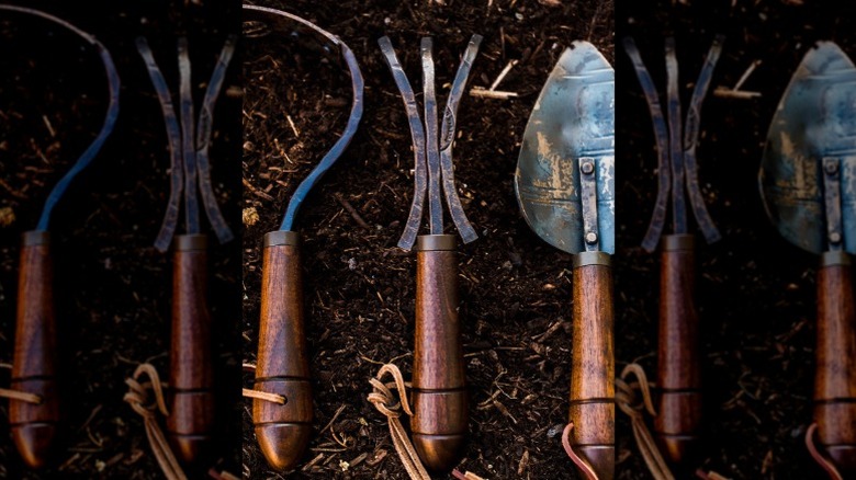 A set of three high quality hand forged gardening tools made in the USA.