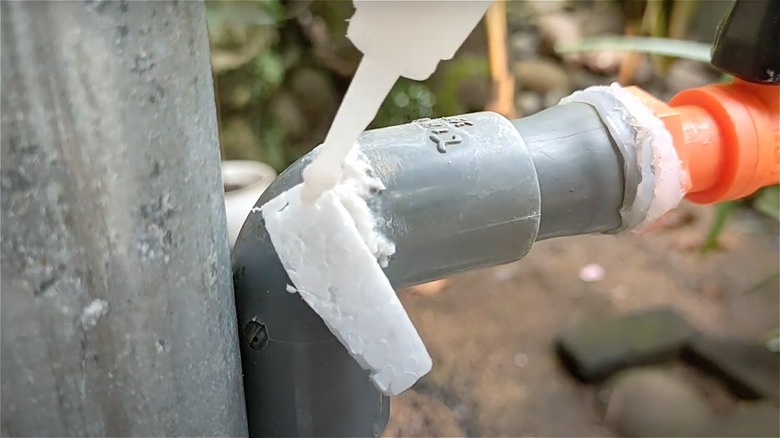 Styrofoam on top of pipe