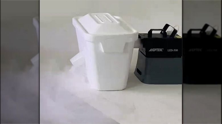 Styrofoam cooler with fog