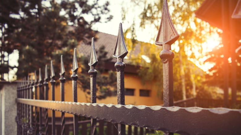 wrought iron fence with sun