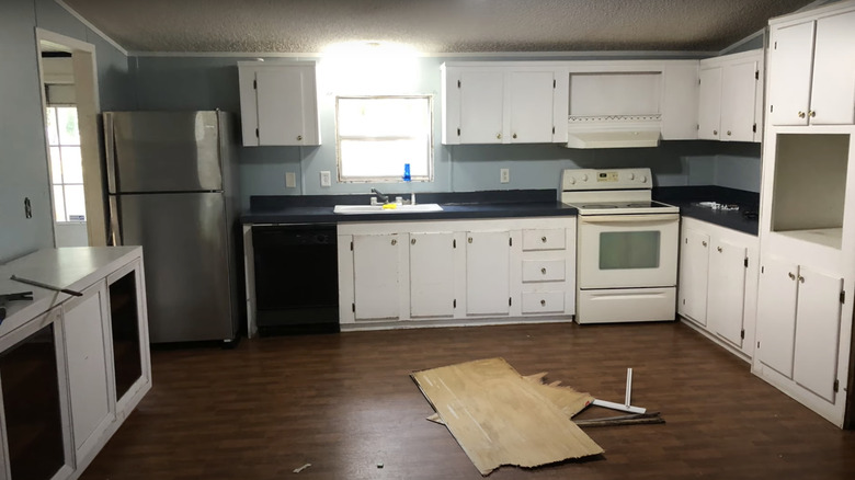 kitchen in mobile home