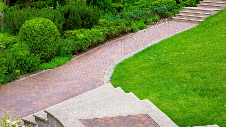 brick path and staircases