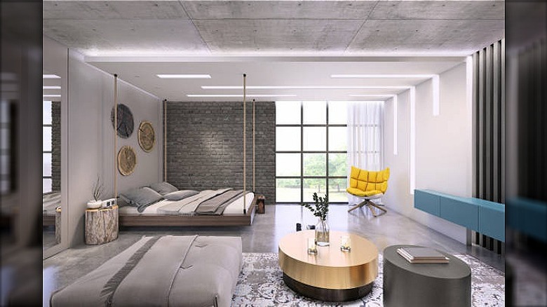 Gray loft with colorful accents