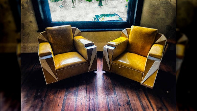 Two yellow armchairs 