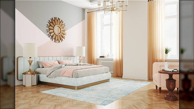 Pink and neutral bedroom