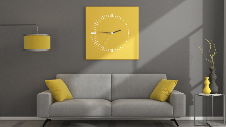 yellow clock on a wall