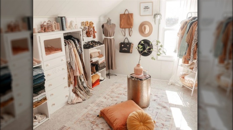 Bohemian walk-in closet bedroom