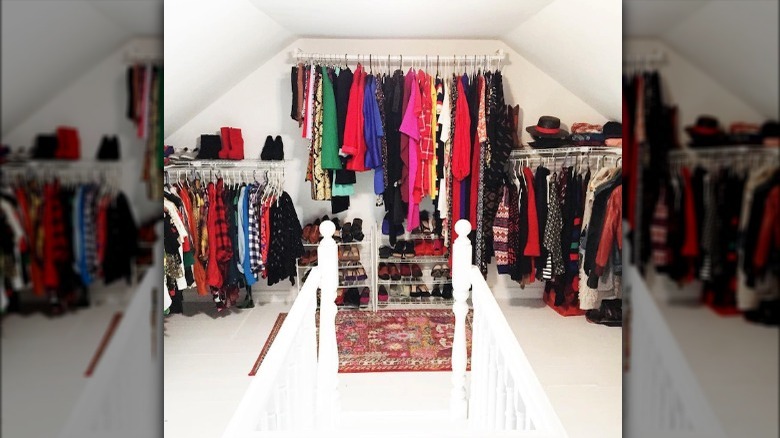 Colorful white attic closet 