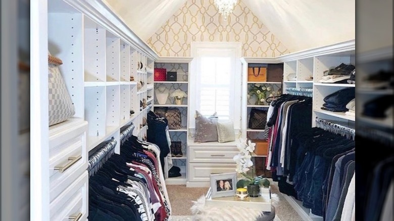 Glamorous walk-in attic closet