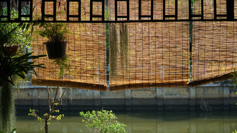 Bamboo rolling patio shades