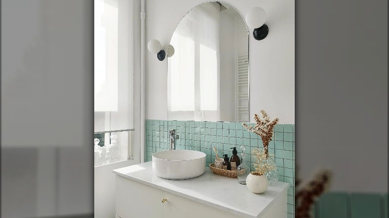 Light blue green bathroom tile