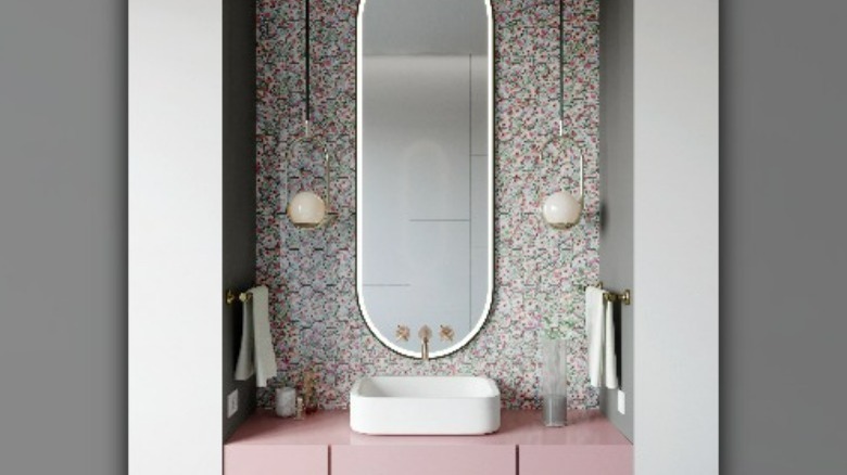 Floral patterned bathroom tile