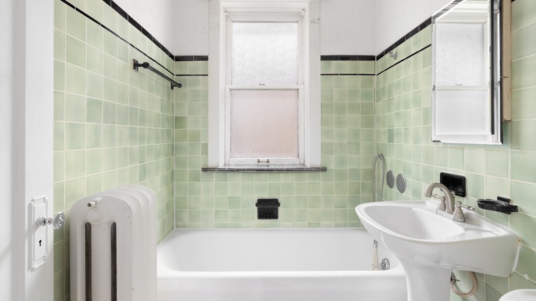 green tile bathroom