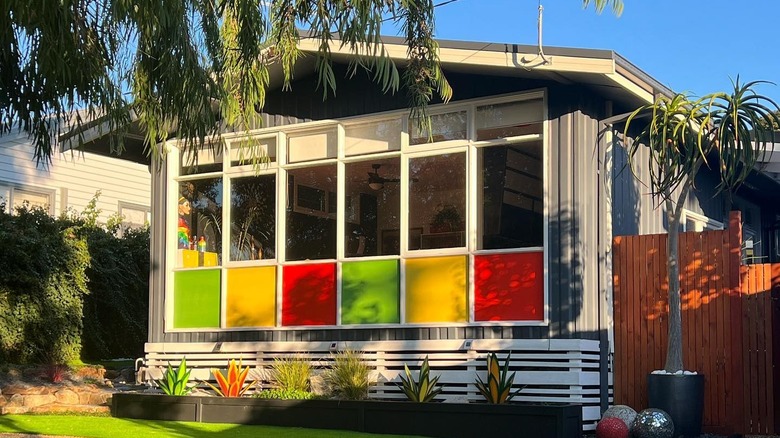 Color blocked midcentury shack