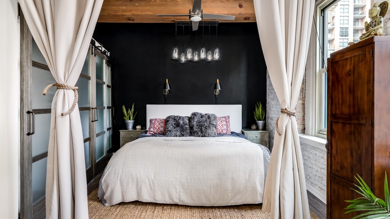 black accent wall bedroom