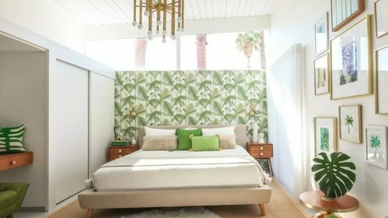 green mid century modern bedroom