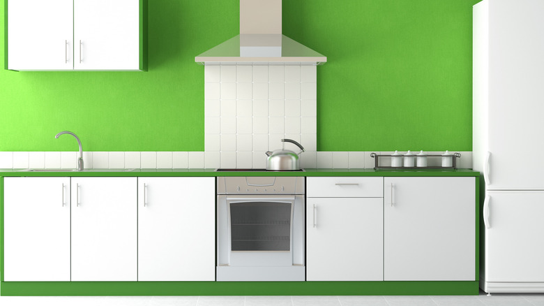 bright green kitchen