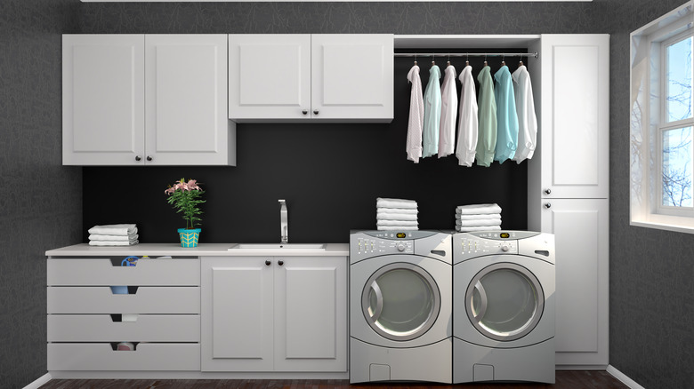 Black modern laundry room