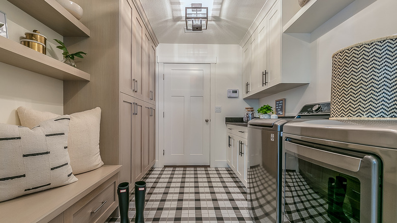 White and tan laundry room