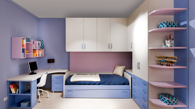 a light violet purple bedroom