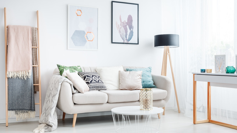 blanket ladder in living room