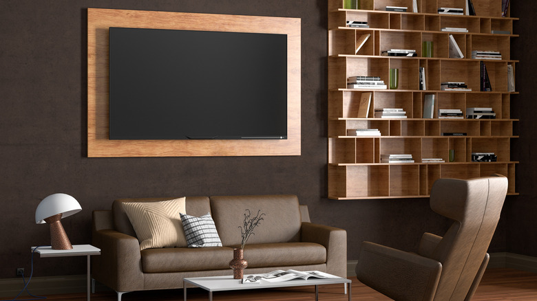 TV on a wood panel