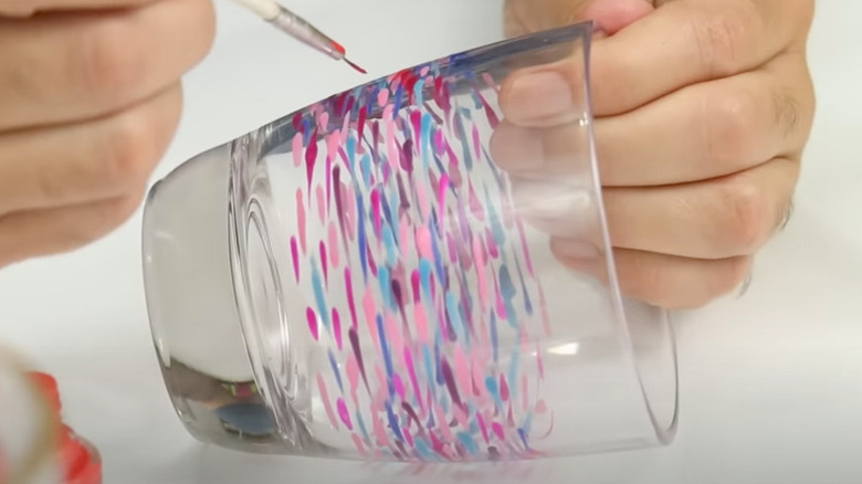 painting glassware with nail polish