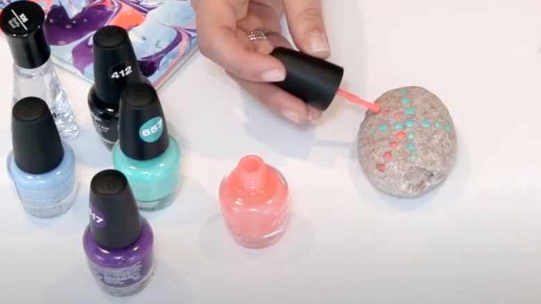 painting garden rocks with nail polish