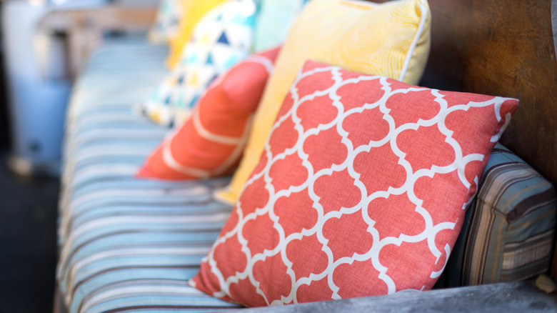 orange and yellow patio pillow