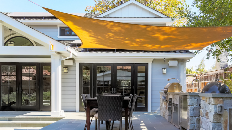 yellow shade on patio