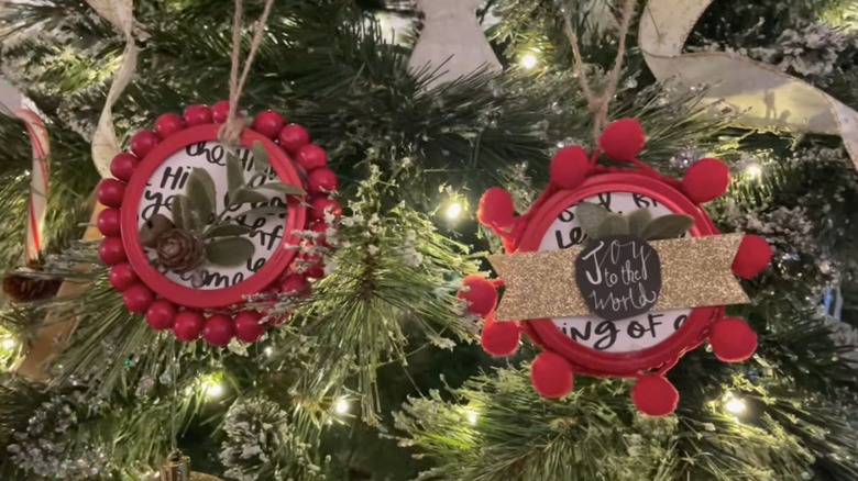 ornaments hanging on Christmas tree 