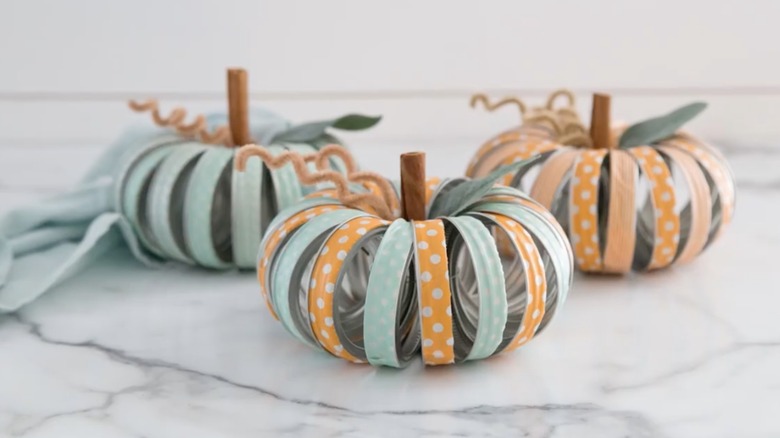 Mason jar ring pumpkin decor