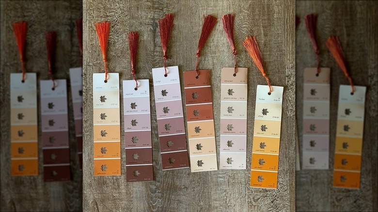 autumnal paint chip bookmarks