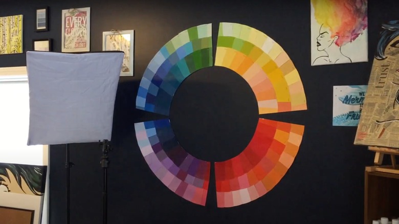 color wheel on black wall