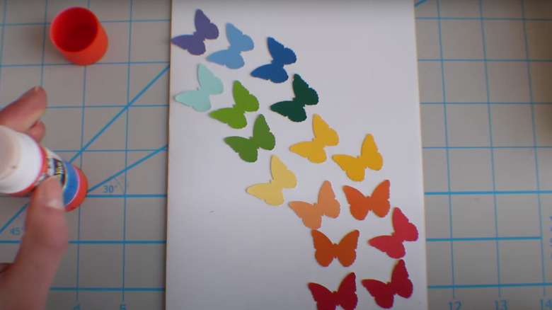rainbow butterflies on card