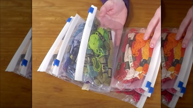 plastic bag thread organizer