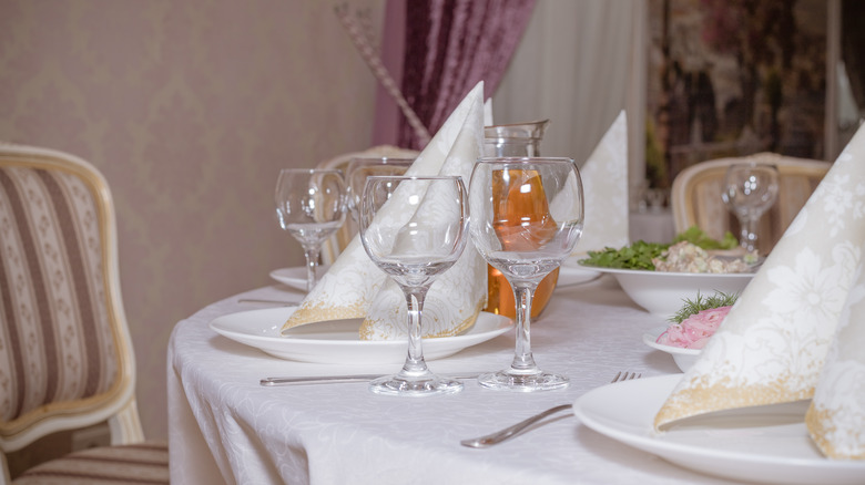 crystal glasses on table