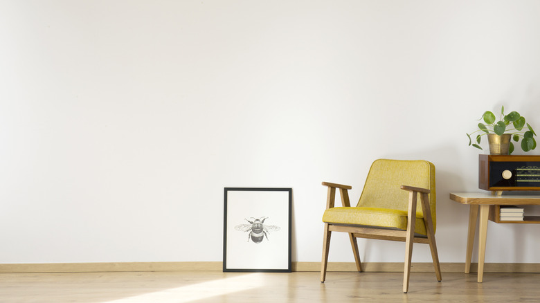 chartreuse chair in white room