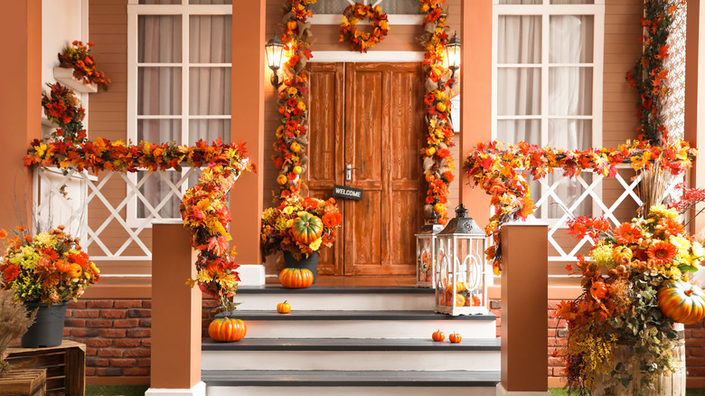 Porch with burnt orange paint