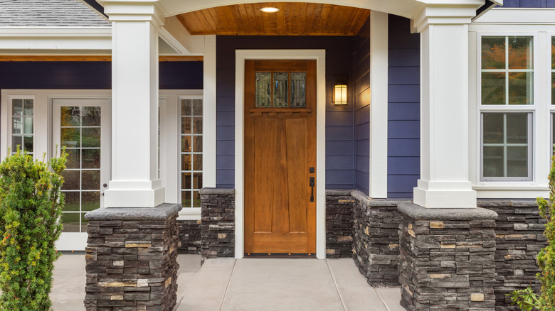 Porch with dark blue paint