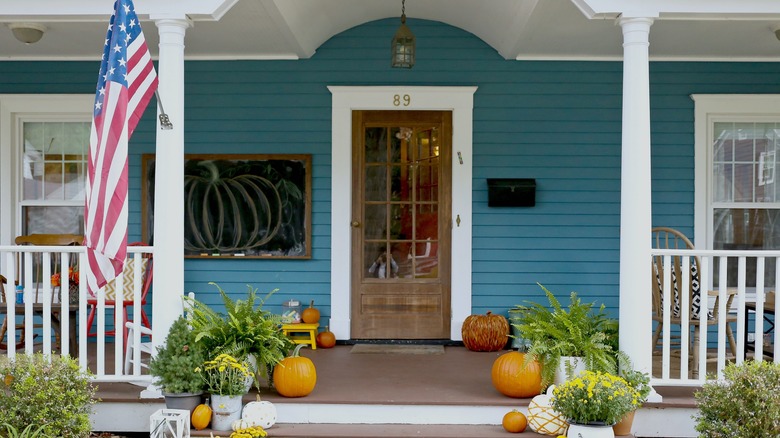 Porch with turquoise paint