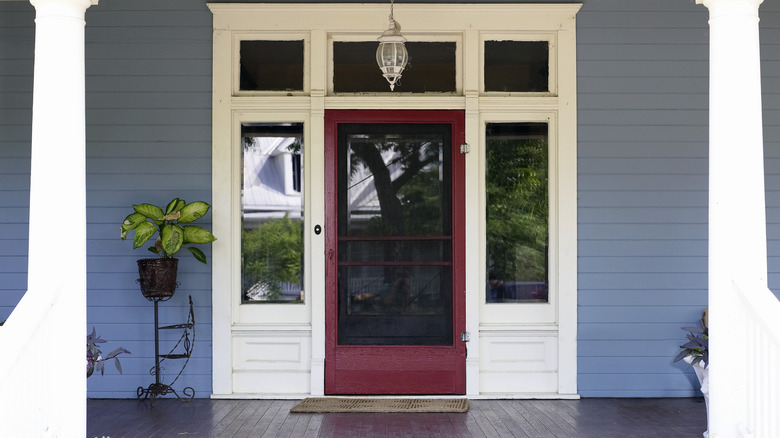 Porch with icy blue paint