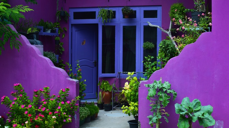 Porch with purple paint