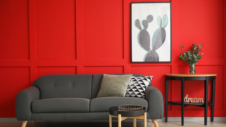 red accent wall