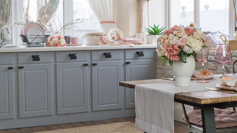 Baby pink and blue kitchen