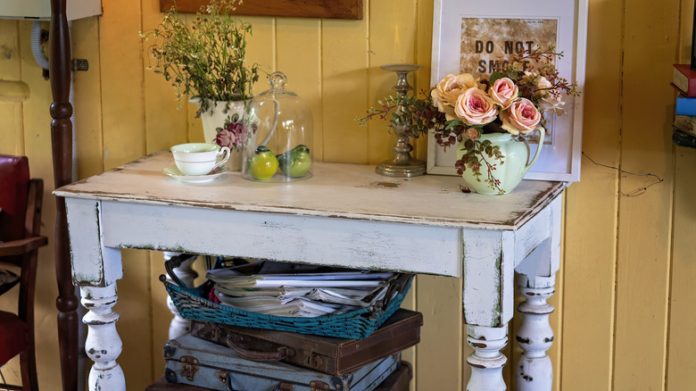 Yellow wall rustic room