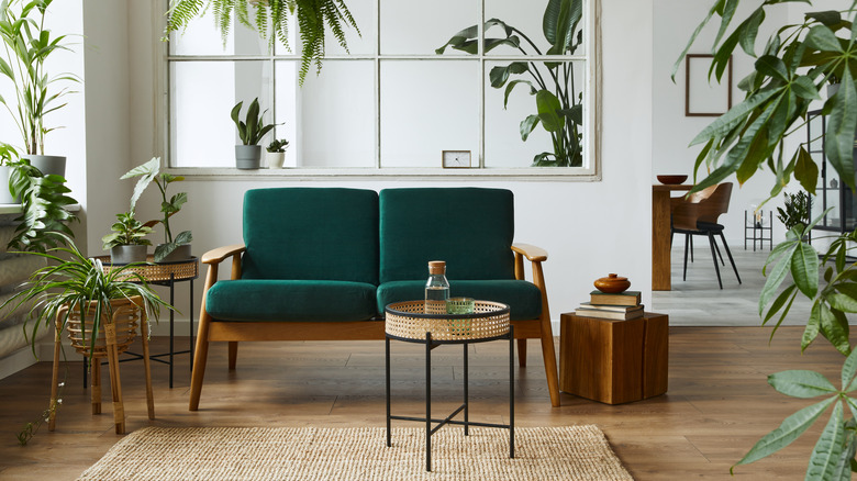 Emerald green couch living room