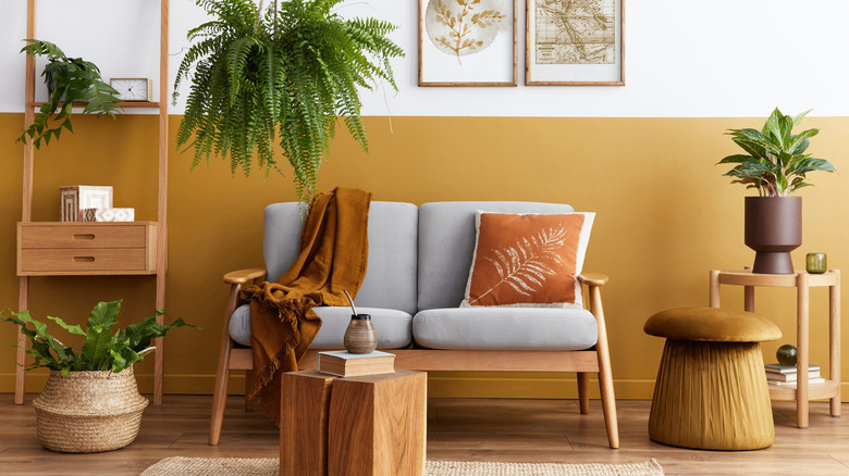 Mustard yellow Scandinavian living room