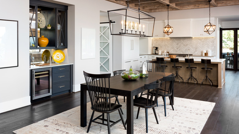 open dining room and kitchen